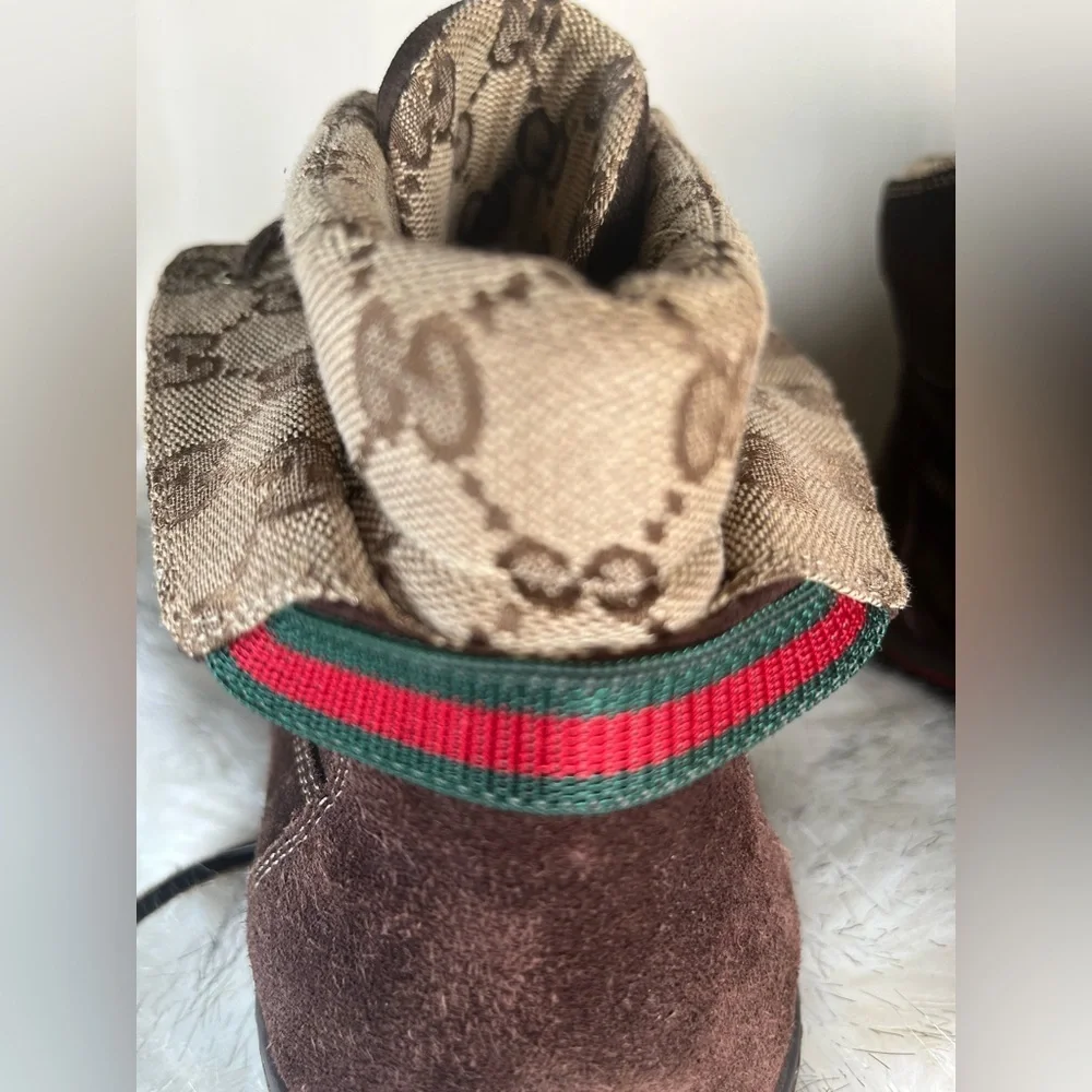 Gucci Softy Tek GG Monogram Fold Down Ankle High-Top Sneaker Boots